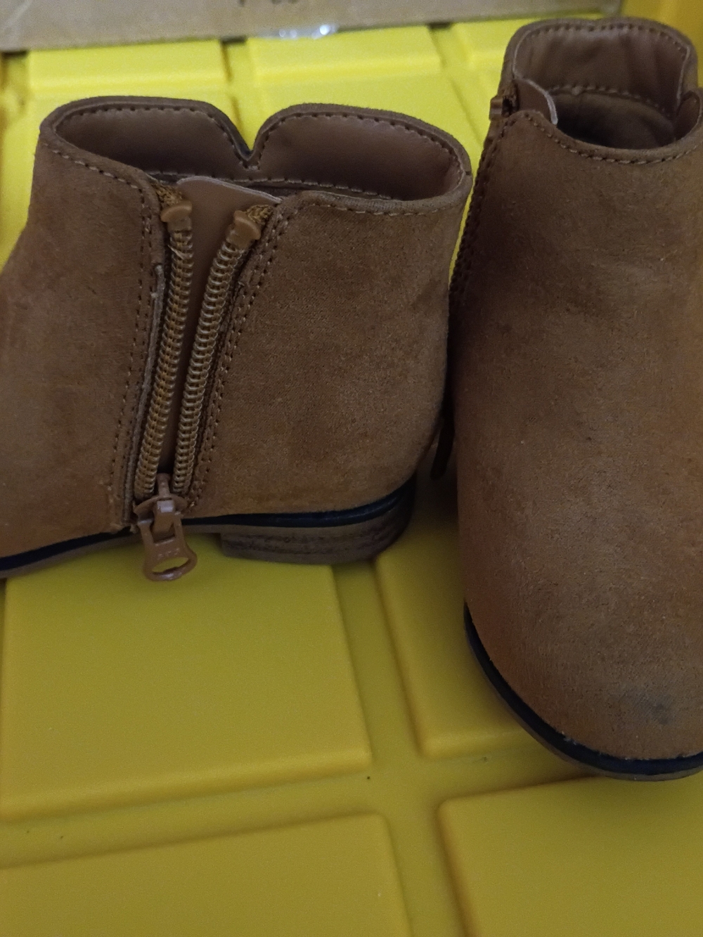 Cat & Jack Kids Tan Suede Ankle Boots with Side Zipper